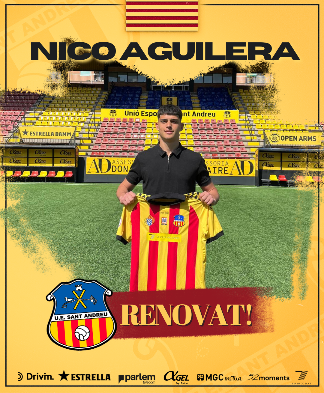 Nico Aguilera signa el seu primer contracte professional amb la UE Sant Andreu